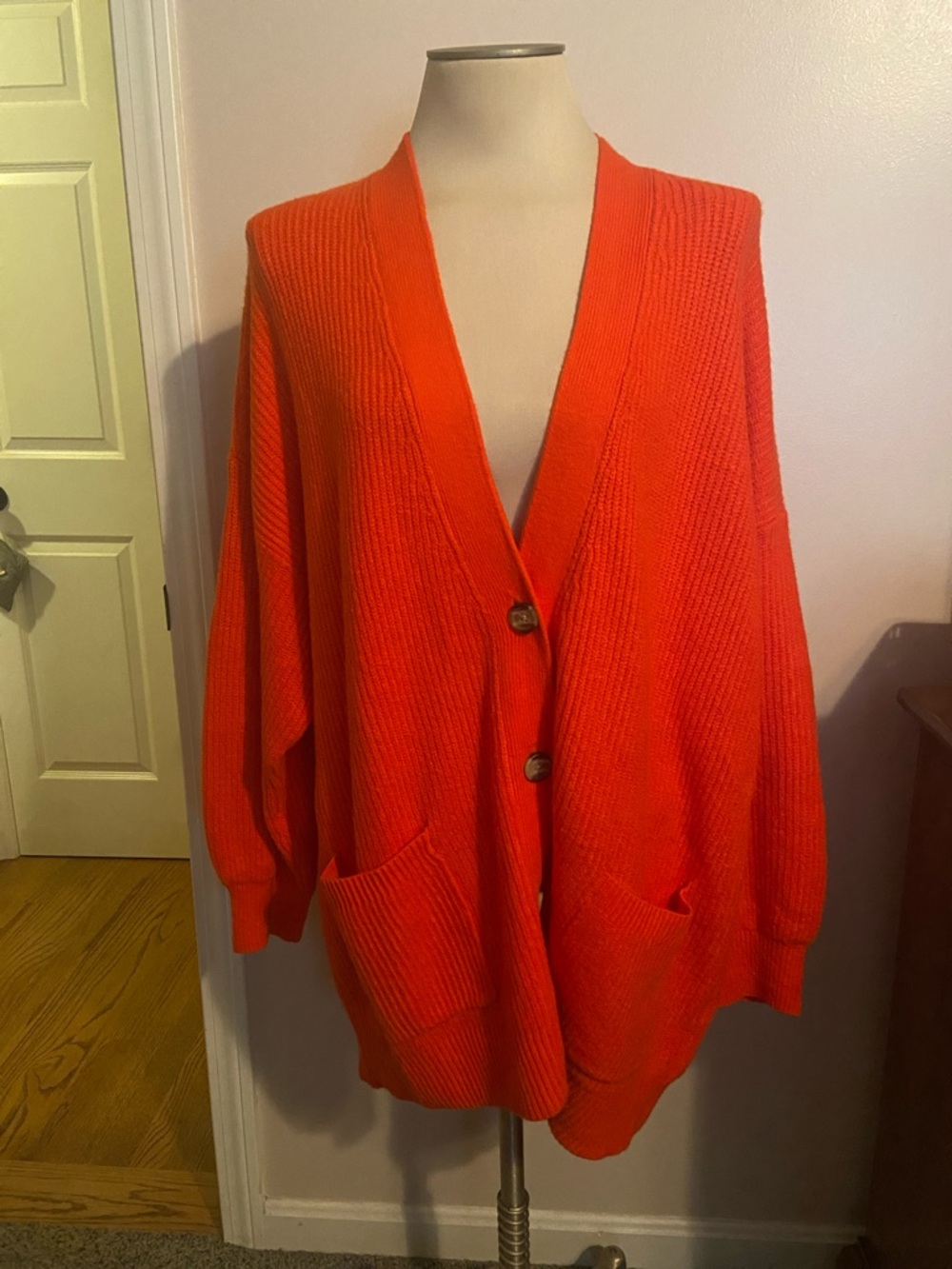 aerie Oversized Bright red Button-Front Cardigan